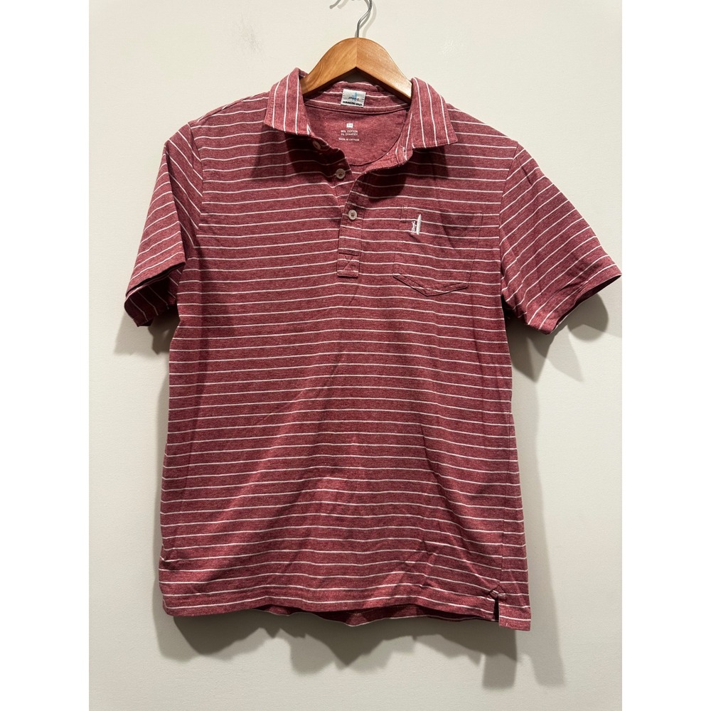 johnnie-O Boys Hangin Out Striped Polo Shirt Red White Size 14 Short Sleeve